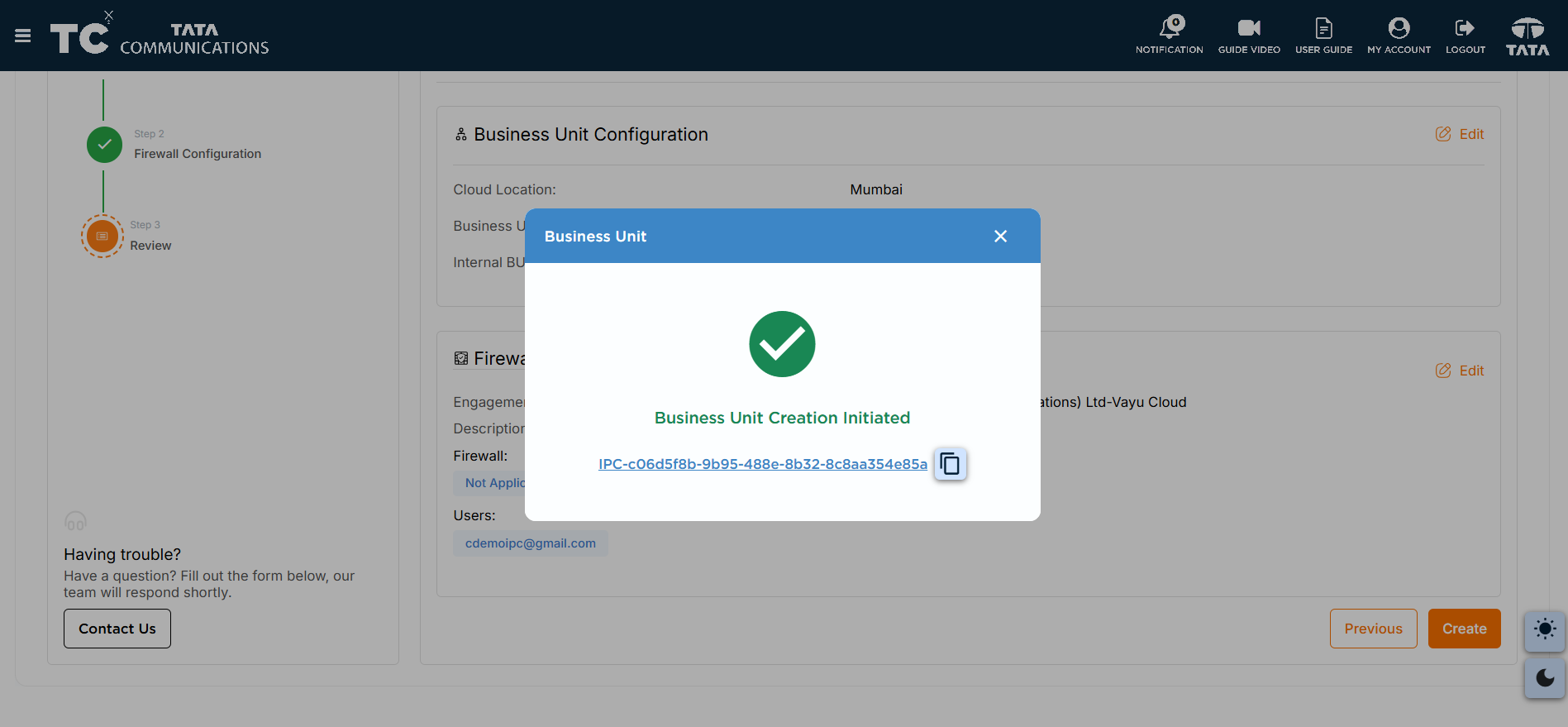 Created Business Unit