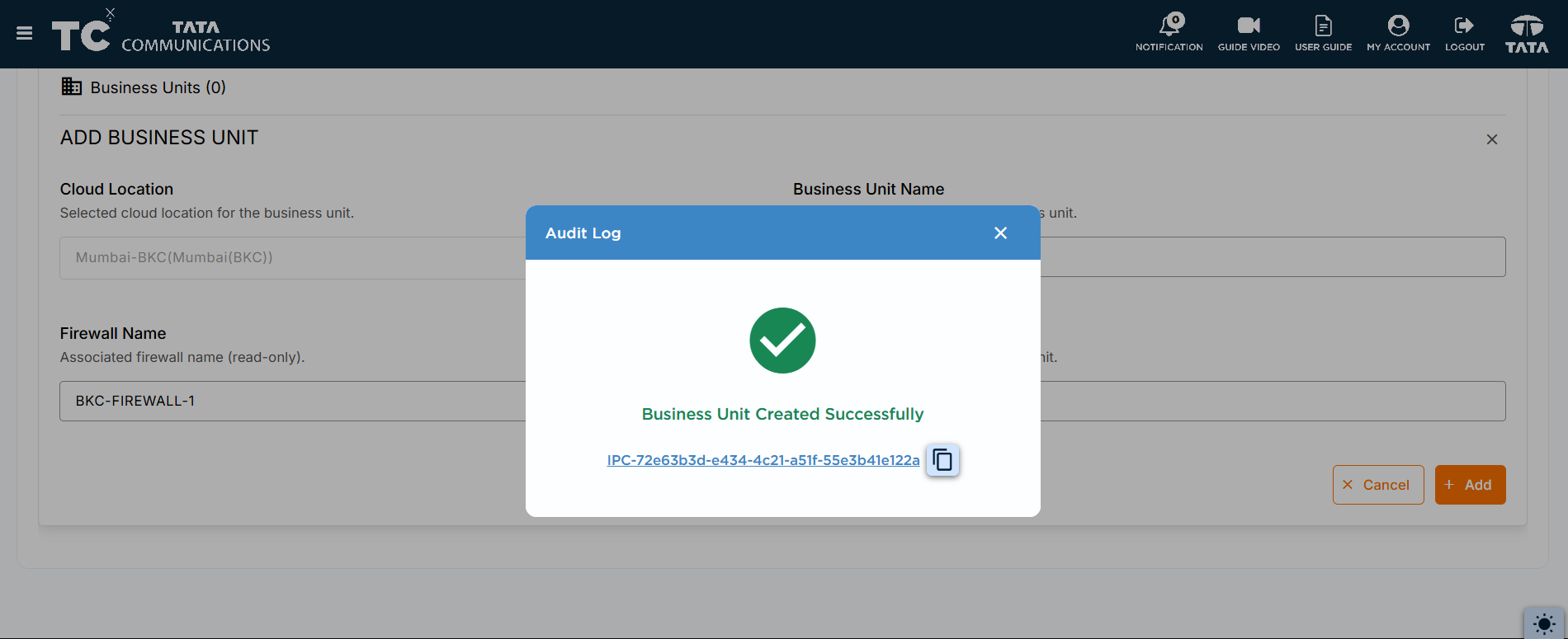 Added Business unti