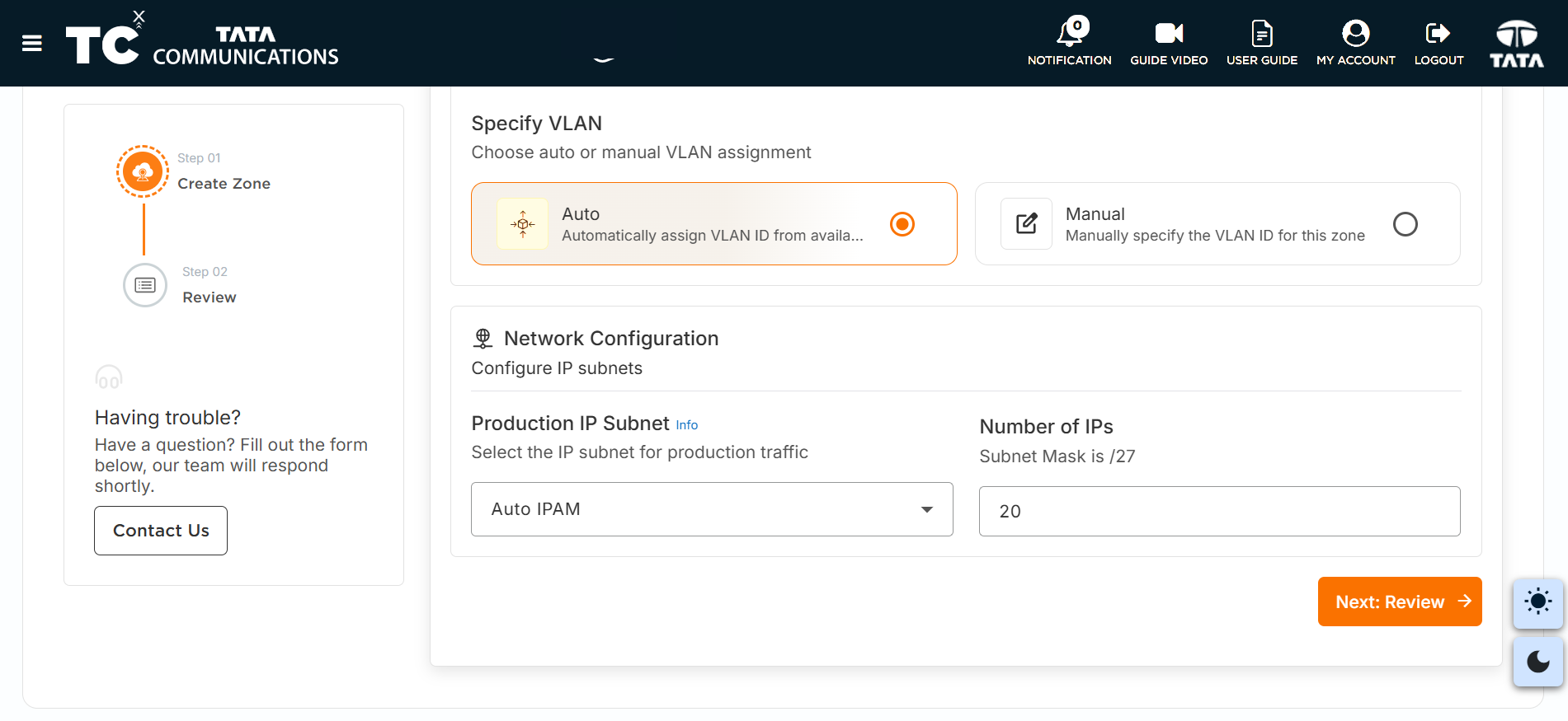 VxLAN Zone Form