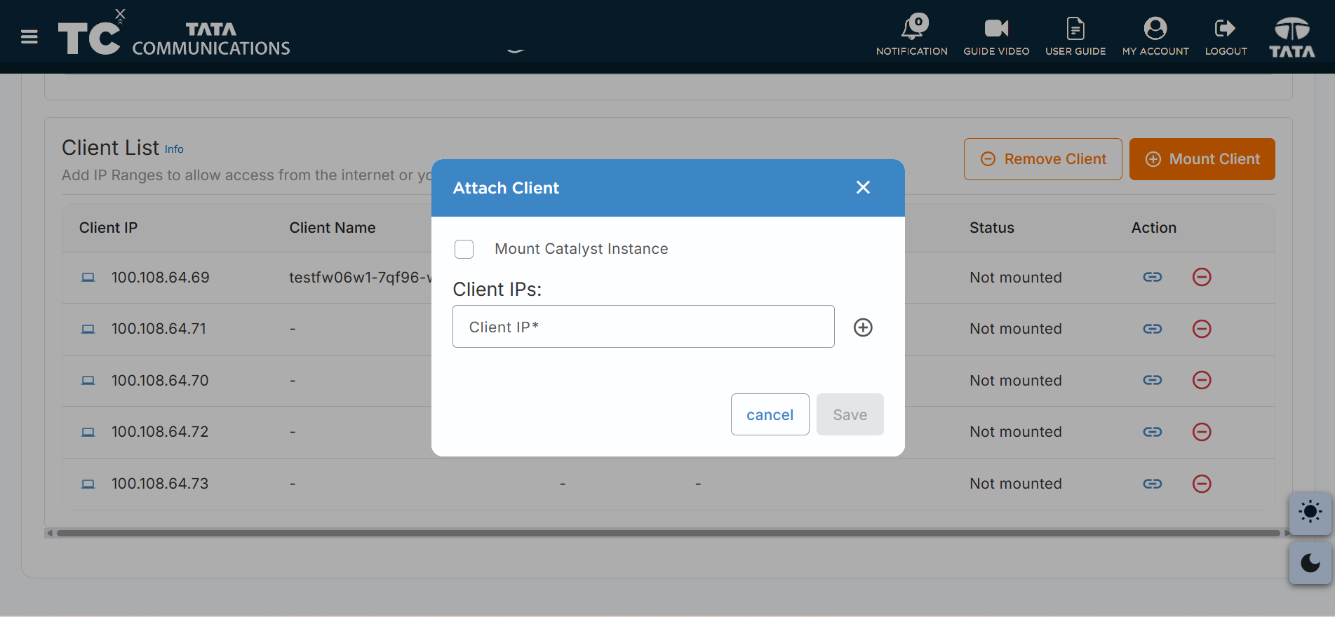 Attach Client Options